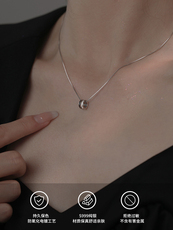Серебряное ожерелье 转运珠纯银项链女999纯银小众设计网红项链爆款银饰项链女款纯银