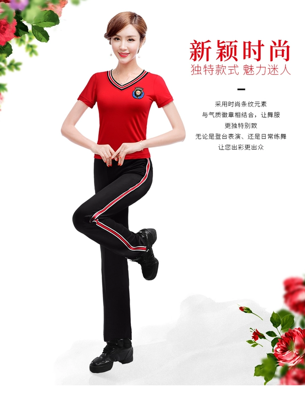 Slim 2019 Summer Square Dance Dance Trang phục mới Set Nữ dành cho người lớn Modal Tay áo ngắn Dance Dance Dress Váy - Khiêu vũ / Thể dục nhịp điệu / Thể dục dụng cụ