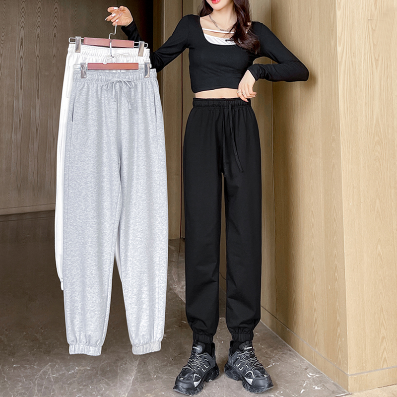 Grey Sports Pants Woman Spring Autumn Season Loose Casual Display Slim 100 Hitch Tide 2022 New Harun Beam Footed Pants