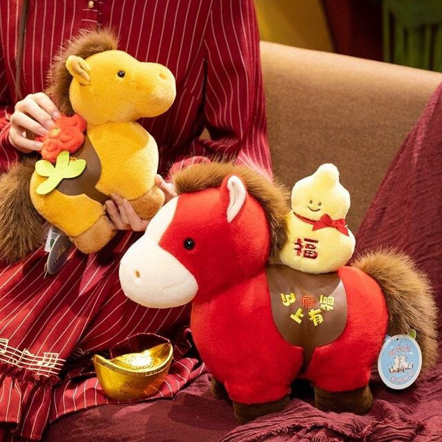 2026 Year of the Horse Mascot Doll Will Be Blessed Pony Doll Pillow Zodiac Rag Doll Company New Year Gift