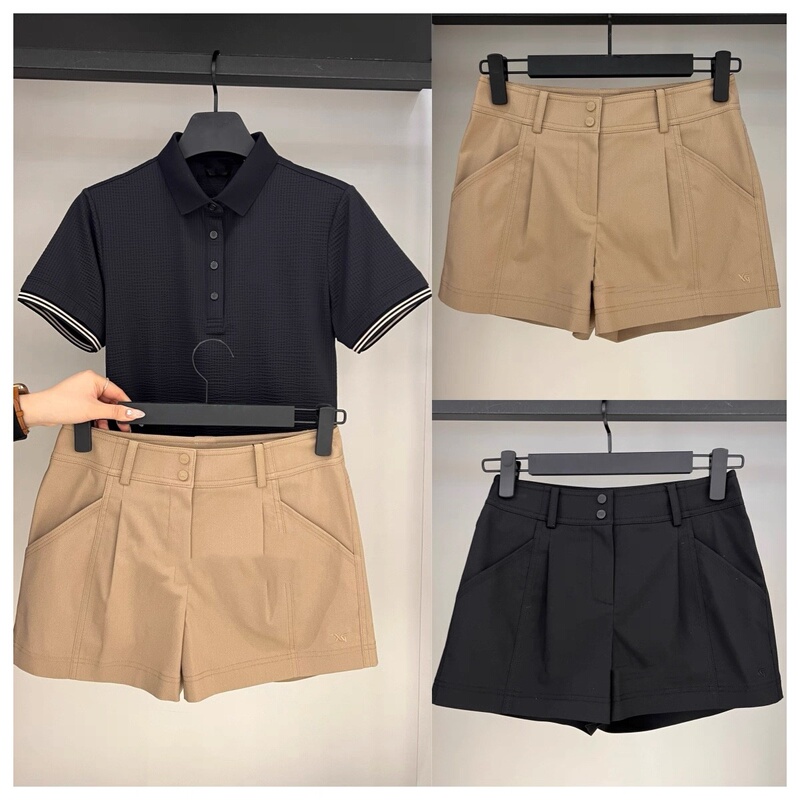 26 Women's Spring New Golf Wear Solid Color Pocket Shorts Sports Simple Style Outdoor Casual