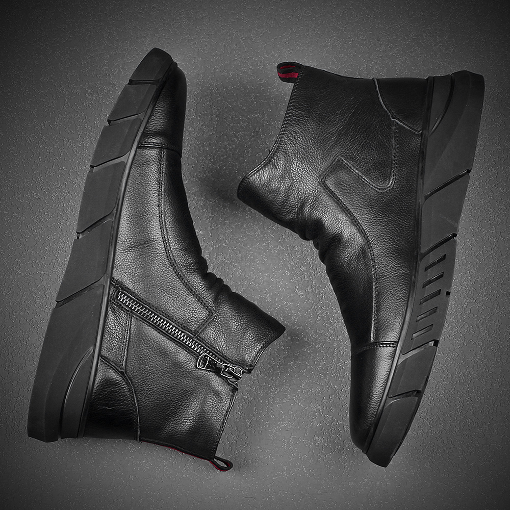 Martin Boots Man Winter Gush Warm High Barrel Men's Shoes Midbarrel Inglém Men's Snowy Boots Leather Boots Short Boots Korean Version Tide