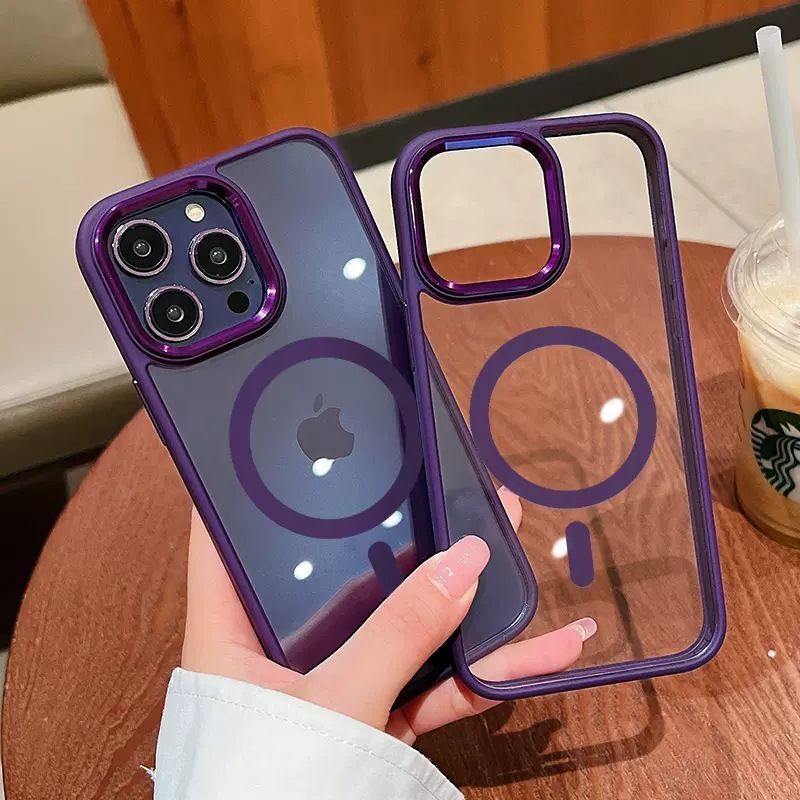 Suitable for Apple iPhone 16 Pro Max Phone Case, 15 Pro Lens Camera Cutout, Not for 14 Plus, Large Hole, 13P Won'T Turn Yellow, 12Pm Simple High-Definition Transparent Acrylic with Magnetic Attraction