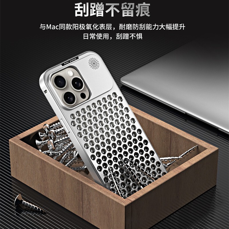 Suitable for Apple 16 Pro Max Phone Case iPhone 13 Metal Frame 15 Plus High-End Feel 14 Heat Dissipation 12 Pro Full Aluminum Alloy Stainless Steel Color Gold Original Titanium Metal New Silver Breathable