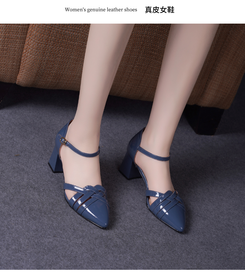 C8295 1520K GIÀY CAO GÓT NỮ JIARELA MŨI NHỌN GÓT VUÔNG MÙA HÈ GIÀY DÉP NỮ DA BÒ G04 SẢN PHẨM MỚI