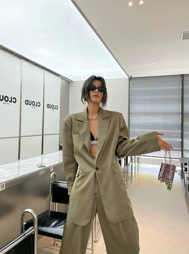 Осенний костюм, комплект, модные штаны, изысканный стиль, свободный крой, популярно в интернете, 2021 года