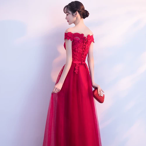 Красное длинное весеннее вечернее платье, 2020, открытые плечи
