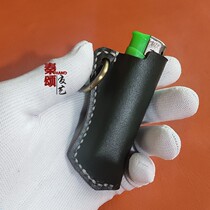 Original handmade portable retro genuine leather disposable lighter leather case vegetable tanned leather protective cover first layer cowhide anti-collision