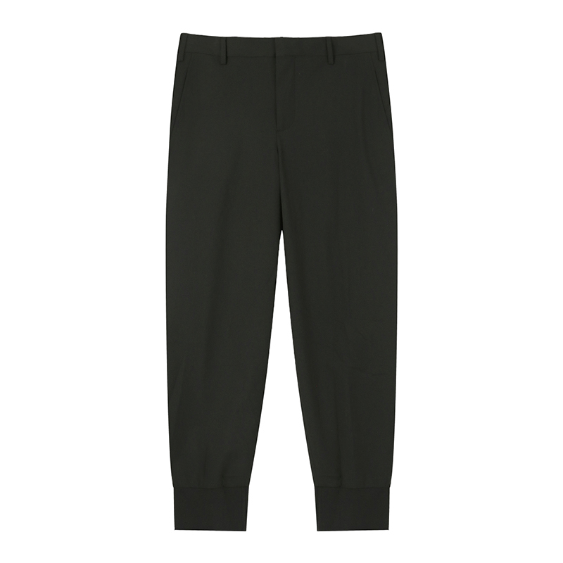 Special 850-Nb Men's Black High-Waisted Slim-Fit Casual Pants, Slightly Stretchy, Elastic Cuffs, Made in Portugal, Retail Price 4890