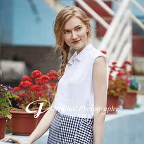 Foreign model photography Womens skirt T-shirt shirt spring and summer clothing shooting street patchwork womens photography All-inclusive