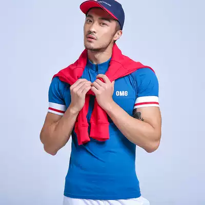 OMG spring and summer new color short sleeve coach training fitness clothes running tight quick-dry sports T-shirt men