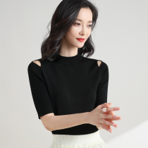 Sleeve-sleeved sleeved-sleeved tops design for small ladies half-tall five-sleeved knife and black