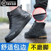 Rain boots mens water shoes low tube rain boots rubber shoes fashion waterproof light boots mens high fishing non-slip water boots