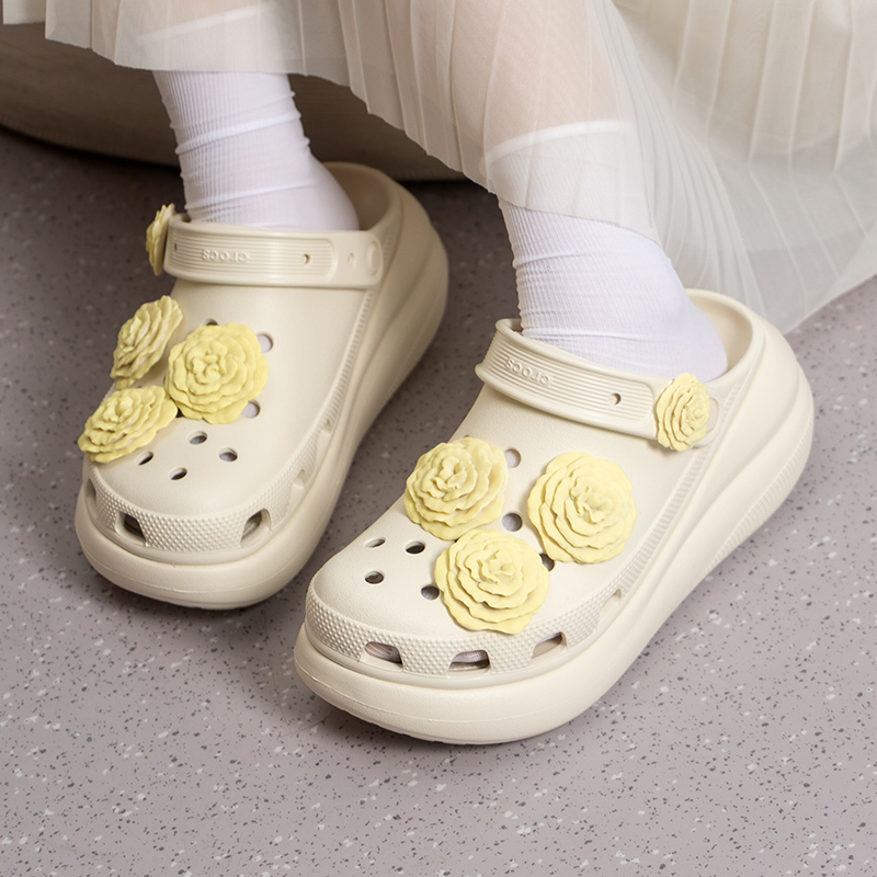 Crocs Classic Puff Stacked Rose Women's 5.2cm Thick-Soled Clogs 214028