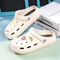 Not afraid of water sandals beach hole shoes high heel Net red half slippers commuter wind to work special thin slope shoes summer