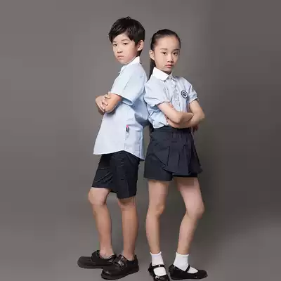 Golden Bird Ningbo unified school uniform Primary School short sleeve shirt set