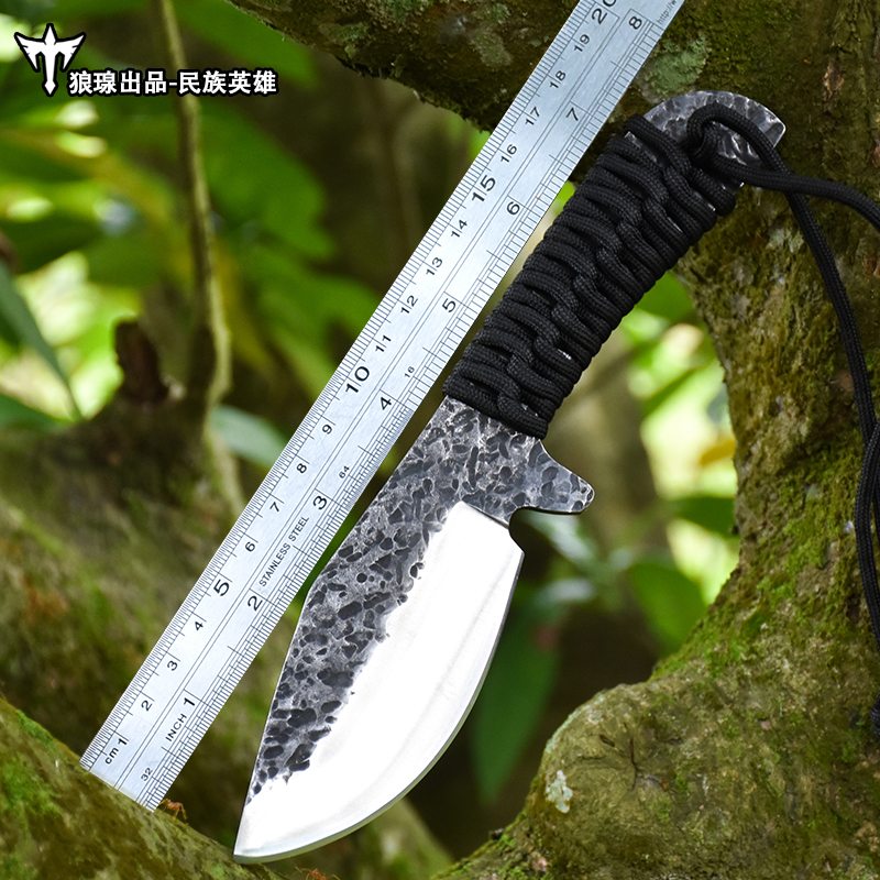 Calcined knife outdoor forging knife high hardness straight knife wilderness survival knife to defend the knife with the wild knife