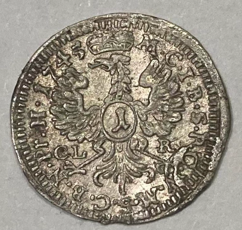 Серебряная монета, 1745 года, 1 грамм, 6 грамм, 15mm