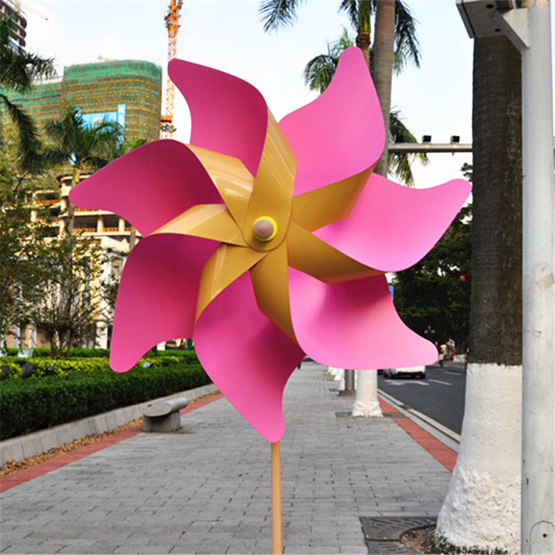 Imitation Real Gold Large Windmill Shiny Gold Tulip Gold Tetragonal Seven Leaf Bicolor Small Windmill Decoration Arrangement Decorated Windmills