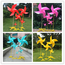 Windmill outdoor decoration four-leaf suit with seat small windmill four corners plastic solid color no difference advertising windmill customization