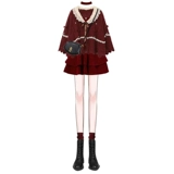 Красное бархатное платье, комплект, французский стиль, изысканный стиль, подходит для подростков