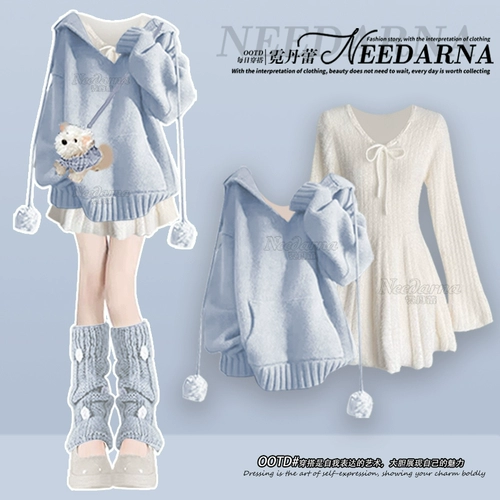 Miu in miu style, вязаное платье в студенческом стиле, ранняя осень 2025, маленькая юбка-свитер с допамином