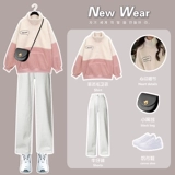 Розовая осенняя толстовка, осенний комплект, коллекция 2022, подходит для подростков