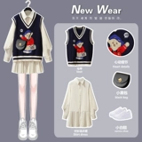 Весенний демисезонный свитер, платье, юбка в складку, комплект, 2022