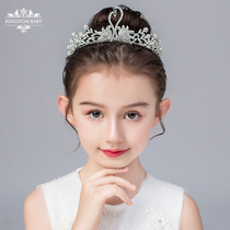 Crown-weared child Princess Aisha girl crown crystal hair hoop swan crown child performs flower girl hair jewelry