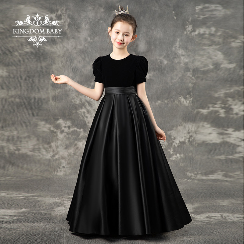 Female Great Boy Fashion Evening Gown Gown Gown Princess Dresses Dresses Autumn Winter Violin to Play Piano Playing Gown