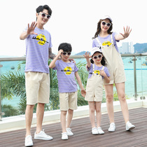 Pro-son fit a family of three four mouthed summer clothes 2022 new wave and whole family dress female dress foreign air stripe suit mother and son