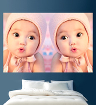 Twin cute baby painting poster Mixed-race baby wall sticker doll picture early education bedroom pregnant baby sticker