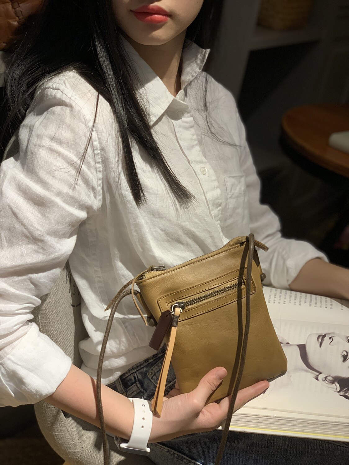 сумка 复古手机包森系休闲随身迷你包斜跨抽带收纳包夏季轻巧便捷手机袋