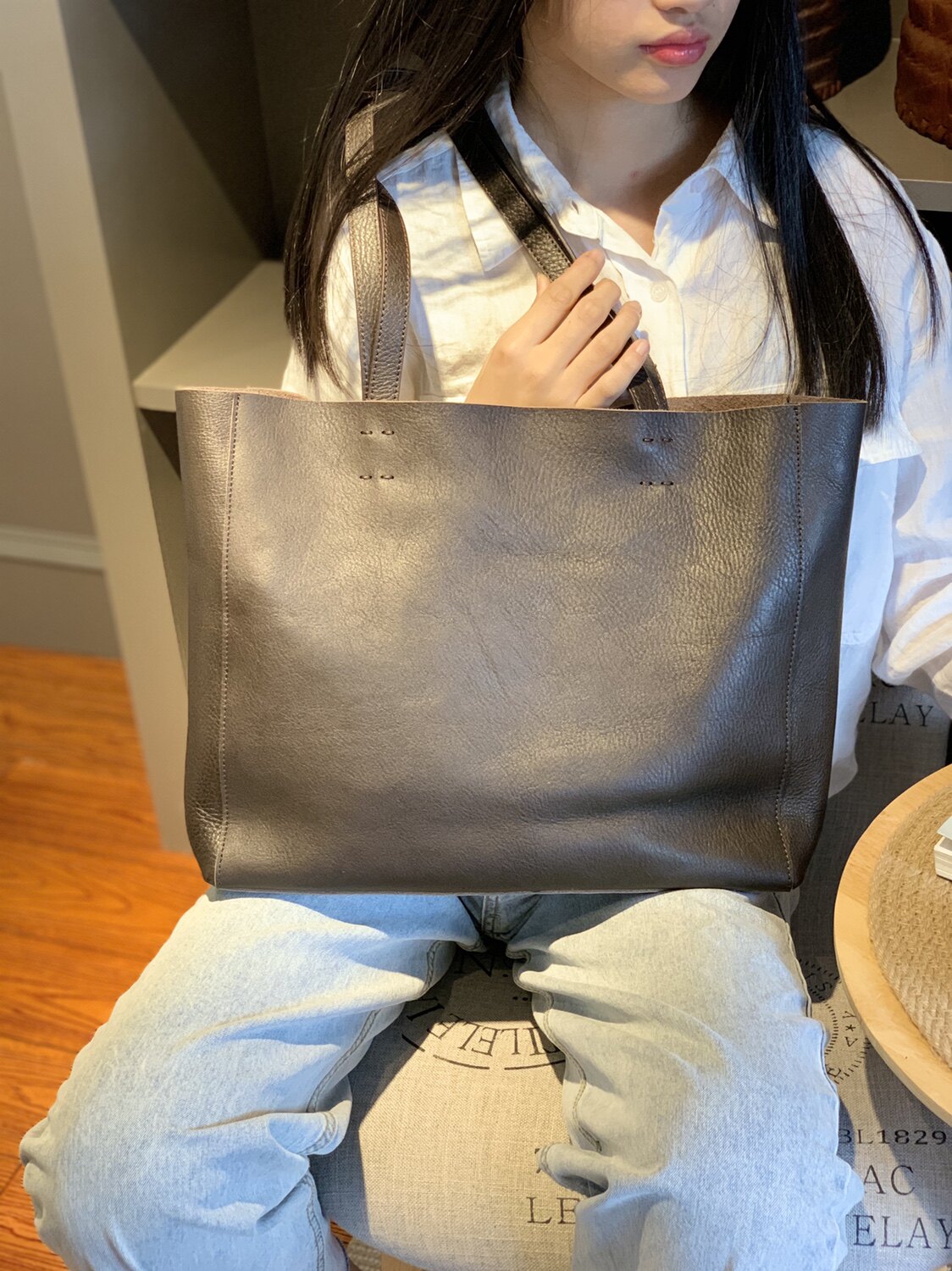 Сумка 复古手工牛皮购物袋女包单肩手提简约大容量子母包托特包通勤大包 Сумка 复古手工牛皮购物袋女包单肩手提简约大容量子母包托特包通勤大包