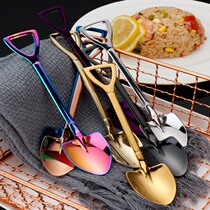Shovel spoon 304 stainless steel creative eating watermelon artifact retro engineer shovel coffee dessert ice cream Net red spoon