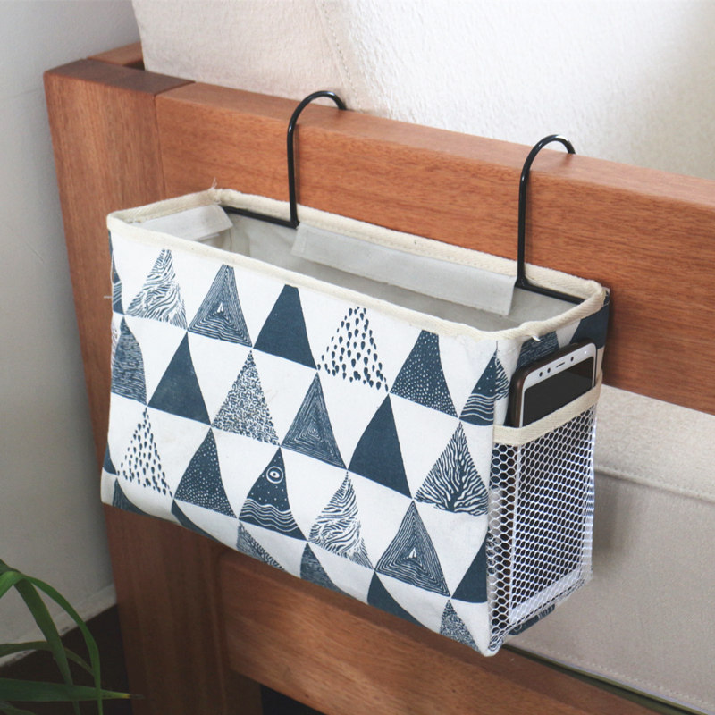 Iron art hangable storage basket with hook hanging basket dormitory bedside hanging bag mobile phone remote control storage finishing bag