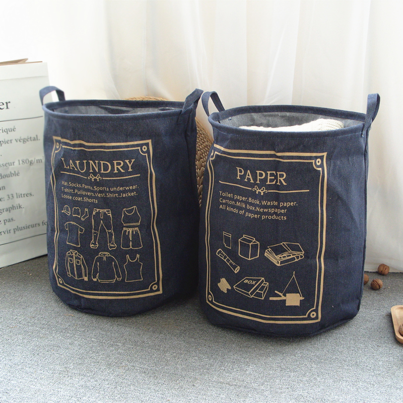 Thickened Denim Cloth Art Nordic Dirty Laundry Basket Home Foldable Dirty Laundry Basket Miscellaneous Toy Containing barrel containing basket-Taobao