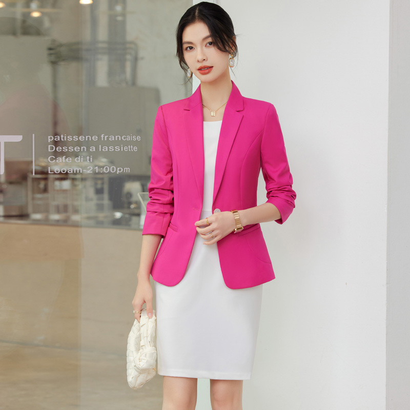 Rose Red Blazer for Women 2026 New Style Goddess Style High-End Suit Dress for Broadcasting, Hosting, and Art Exams Formal Wear