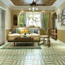 Colorful wood grain brick antique blue tile 600X600 retro coffee shop balcony non-slip floor tile outdoor courtyard