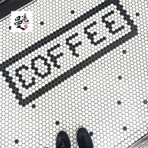 Nordic black and white personality ceramic mosaic mosaic floor wall Chinese and English spelling parquet custom tile floor tiles
