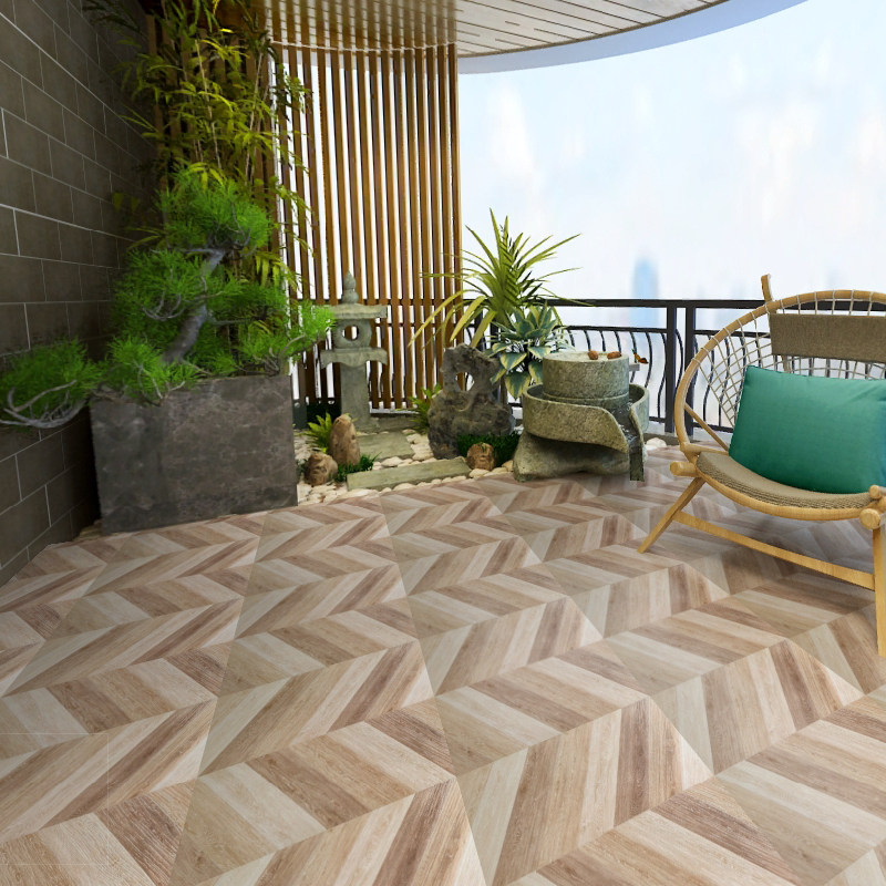 Balcony Floor Tiles 400 Imitation Wood Grain Retro Abrasion Resistant Antique Brick Fish Bone Bedroom Non-slip Imitation Solid Wood Antifreeze Floor Brick