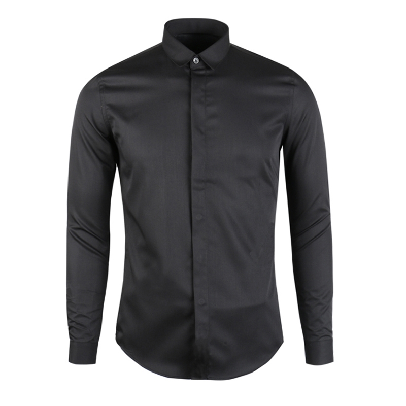 Áo len nhà mùa xuân 2019 mẫu cotton mỏng chống nhăn cổ áo vuông nhỏ tay dài tay nam trắng tinh khiết chống nhăn tay dài - Áo áo sơ mi unisex