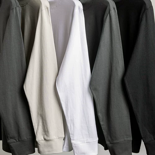 Демисезонный базовый японский ретро хлопковый лонгслив, хлопковая футболка, высокий воротник, оверсайз