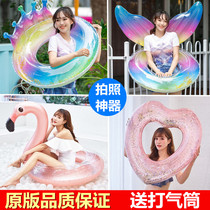 Bright Sheet Adults Swimming Circle Loving Net Red Swimming Ring Unicorn Underarms Adults Big Lifebuoy Fatter to take a ride