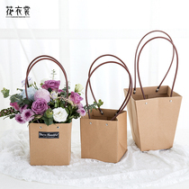 Floral clothes Waterproof Cow Leather Handbag paper bags T-shape flowers Bags Multi-meat Green Planted Potted Gift Bags Flower Shop Items