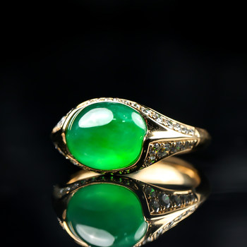 Yangzi jewelry cuihu laokeng bing full of green design jade ring 9.2