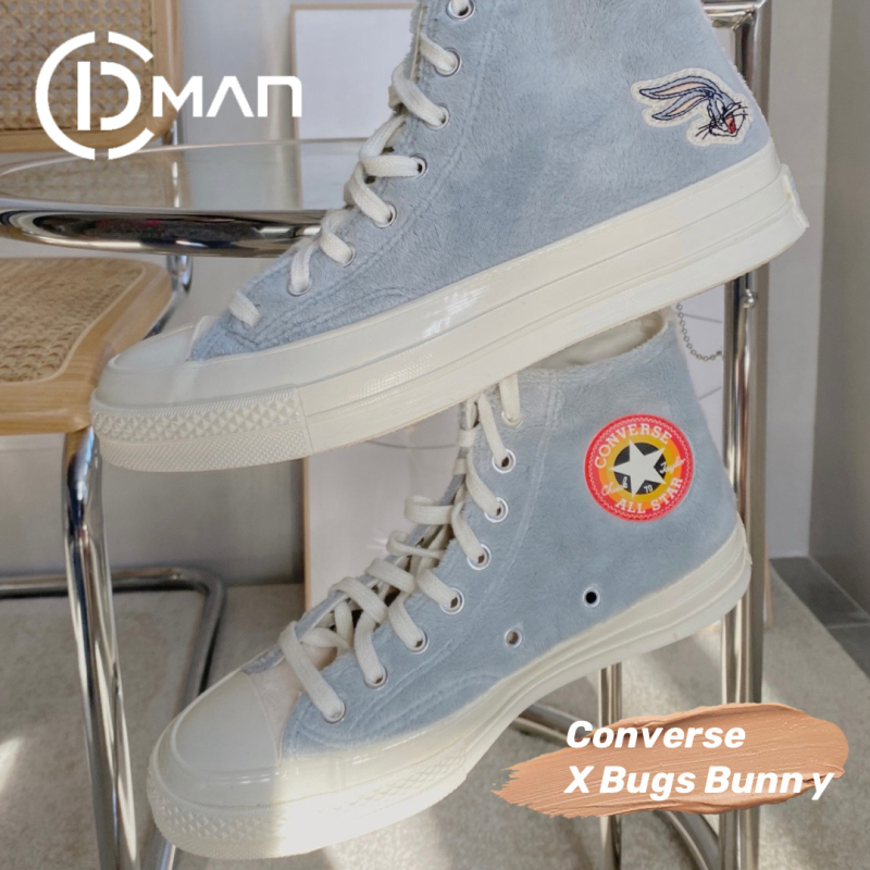 Converse X Bugsbunny Bugs Bunny Smoke Gray Blue Collaboration High-Top Canvas Shoes 169222C
