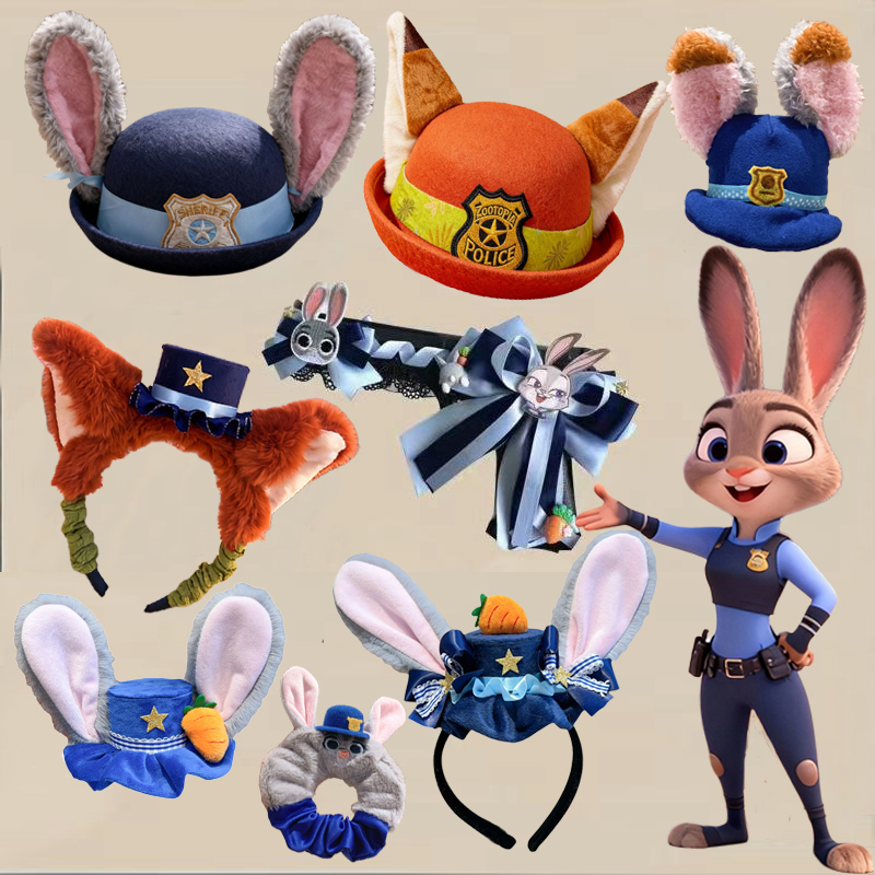 Zootopia 2 Accessories Cos Officer Nick Hat Judy Rabbit Police Hat Children's Adult Headband Headwear