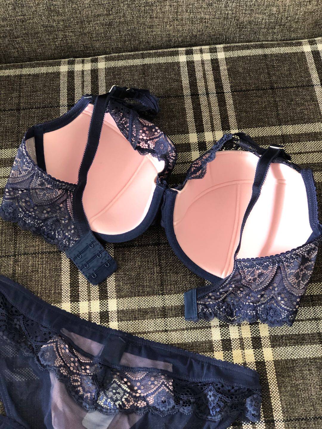 70E70F75E великобритания BOUX полный кружева темно V сексуальный большая грудь тонкий губка полная страховка чашка бюстгальтер нижнее белье 