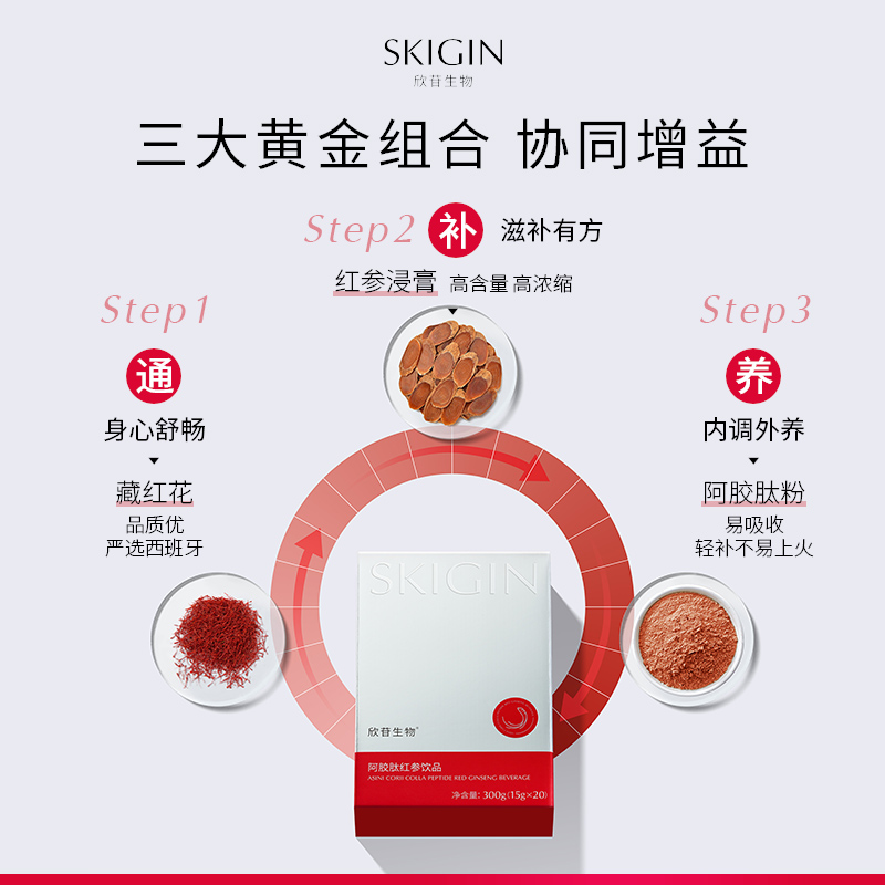 Skigin Red Ginseng Drink Xinsuine Elixir Red Ginseng Beverage Vitality and Moisturizing Nourishing Ginseng Saponin Official Authentic Store